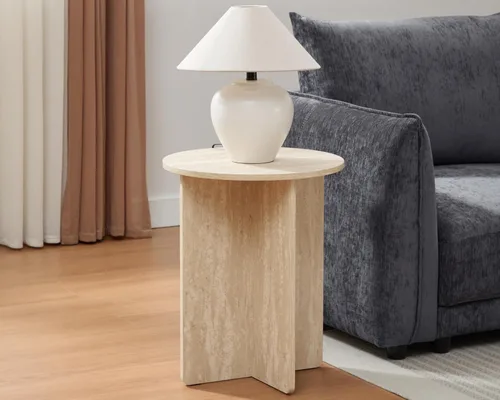 Miniatura 7 de Mesa de centro redonda para espacios pequeños, con una base fuerte en X para sala de estar, almohadillas para evitar arañazos en el suelo