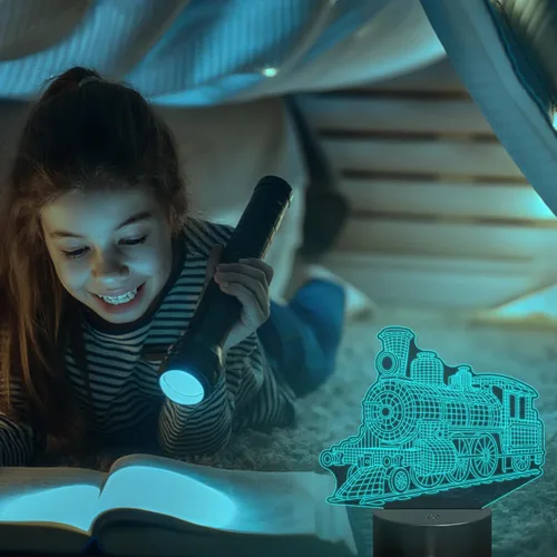Miniatura 3 de Luz nocturna de tren para niños, lámpara de tren 3D con control remoto, decoración de habitación de niños, regalos de cumpleaños y Navidad para niños