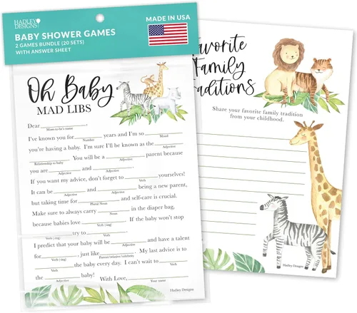 Miniatura 14 de Hadley Designs Juegos de baby shower para 25 invitados – Safari Baby Shower Juego de palabras Scramble, verdadero o falso, juego de baby shower