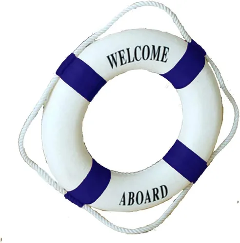 Miniatura 8 de MorroMorn Salvavidas Decoración Colgante de Pared - Bienvenido a Bordo Decoración del Hogar Estilo Mediterráneo Cuerda de Cáñamo (Azul, 10")