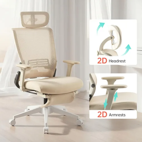 Miniatura 9 de Silla de oficina plegable con reposapiés, silla de oficina ergonómica con soporte lumbar ajustable, reposacabezas, reposabrazos, silla de escritorio