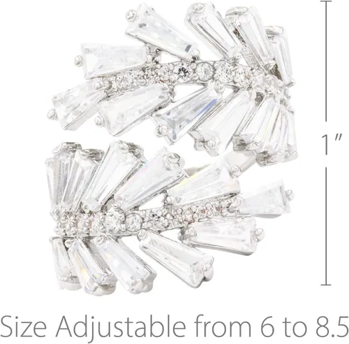 Miniatura 3 de Lavencious Anillo de moda de cóctel de arte ajustable de 6 a 8.5 joyas de circonita cúbica, Cristal, Zirconia cúbica