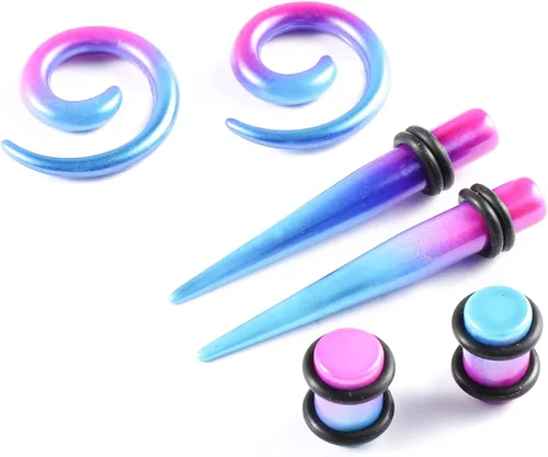 Miniatura 5 de Memsion Kit de estiramiento de orejas, 54 piezas, 14 calibres 00, kit de piercings