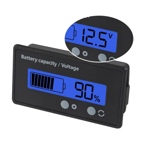 Miniatura 3 de UMLIFE Medidor de voltaje de capacidad de batería de 12 V 24 V 36 V 72 V CC con alarma Capacidad de batería Indicador de voltaje de batería
