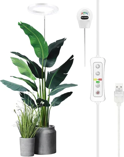Miniatura 8 de Yadoker - Luz de cultivo LED de espectro completo para plantas de interior, lupa negra, altura ajustable, temporizador automático, bajo voltaje