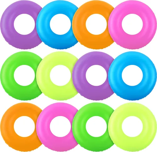 Civaner 12 flotadores inflables para piscina, tubos de natación de neón de 35 pulgadas para adultos, flotadores de piscina a granel para playa,