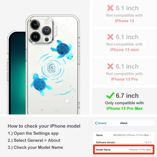 Miniatura 2 de MOSNOVO - Funda para iPhone 13 Pro Max, protección Buffertech contra caídas de grado militar (6.6 pies), antidesprendimiento, poliuretano Clear