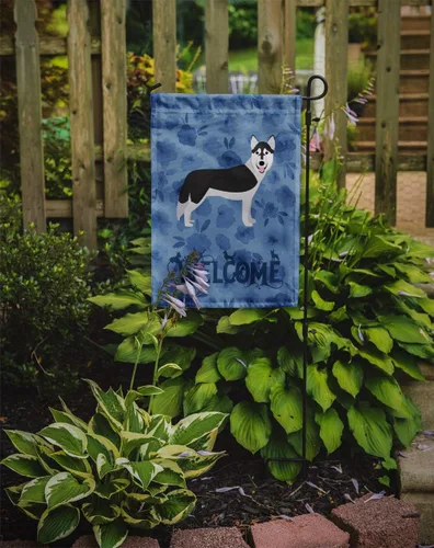 Miniatura 2 de Caroline's Treasures CK6084GF Bandera de bienvenida de Husky siberiano para jardín, bandera decorativa para patio exterior, obras de arte