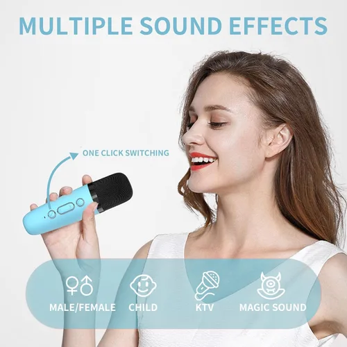 Miniatura 5 de Mini máquina de karaoke para niños, altavoz Bluetooth portátil con micrófono inalámbrico, juguetes de reproductor de música para niños para niñas