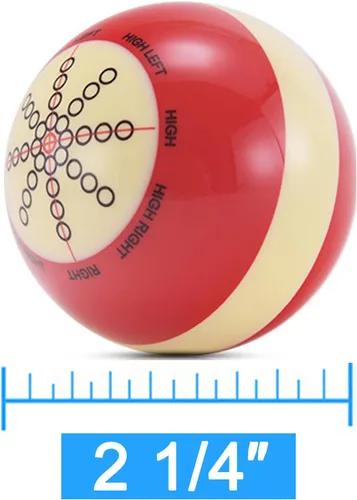 Miniatura 3 de Bola de Taco de Billar, Resina de Grado AAA Profesional Estándar Bola de Taco de Práctica y Entrenamiento (2-1/4'', 6 oz) (Rojo Blanco)