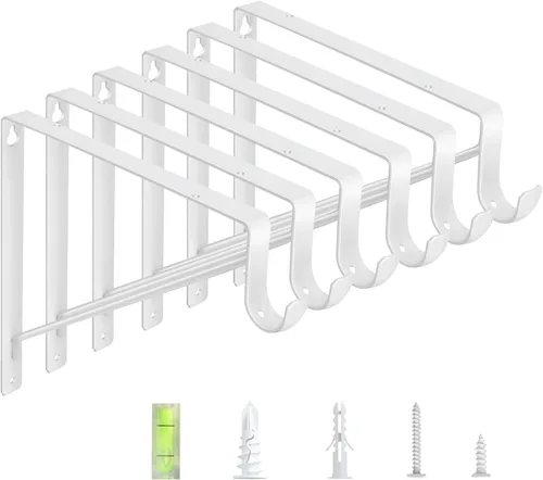 Miniatura 10 de Paquete de 4 soportes para barra de armario, soportes de estante de armario de 10.8 x 10.8 pulgadas para trabajo pesado montados en pared, soportes