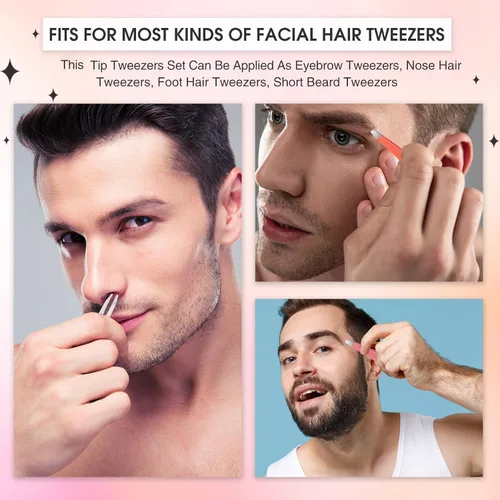 Miniatura 6 de Mudder Juego de 12 pinzas para cejas para cabello facial, pinzas de punta inclinada de acero inoxidable a granel para hombres y mujeres (multicolor)