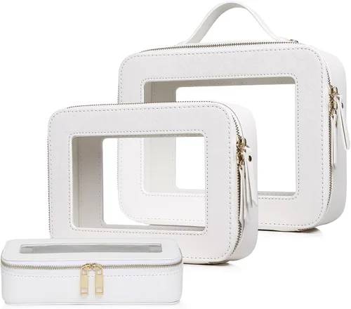 Miniatura 66 de Pinkmik Pequeña bolsa de maquillaje transparente, mini estuche para cosméticos, bolsa de aseo impermeable con cremallera, organizador de bolsos