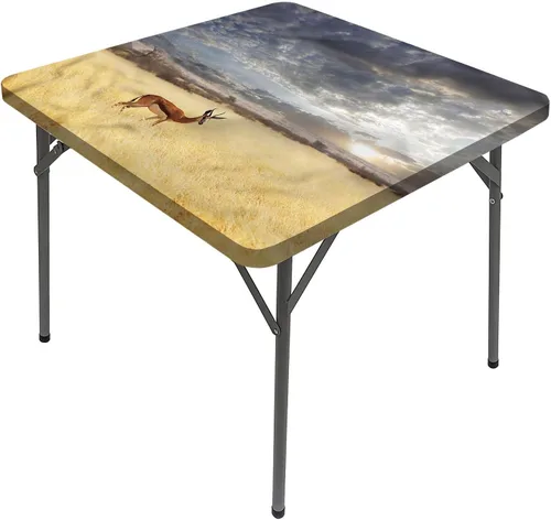 Miniatura 14 de Mantel cuadrado gris oscuro, patrón geométrico oriental marroquí, celosía cuadrada, se adapta a mesas de 24 x 24 pulgadas, para exteriores