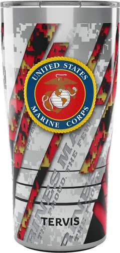 Tervis Traveler Marines - Vaso aislado de triple pared con logotipo Digi Camo mantiene las bebidas frías y calientes, 20 onzas, acero inoxidable