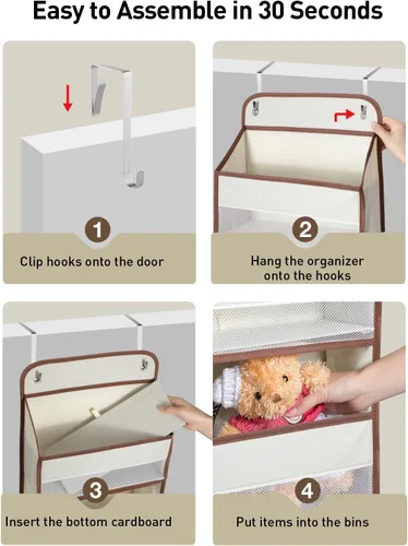 Miniatura 6 de Yecaye Organizador colgante sobre la puerta, 1 paquete, 35.2 libras de carga de juguetes de peluche, organizadores de baño a prueba de columpios