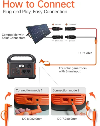 Miniatura 5 de Cable adaptador de conector solar de 9.8 ft a CC de 0.315 in, conector de cable solar de 12 AWG+14 AWG a DC8020/DC7909 compatible con Jackery