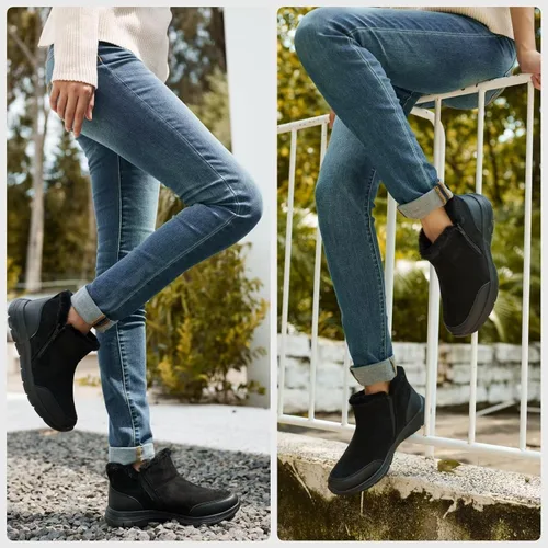 Miniatura 3 de TIOSEBON Botas de invierno con forro de piel para mujer, antideslizantes, resistentes