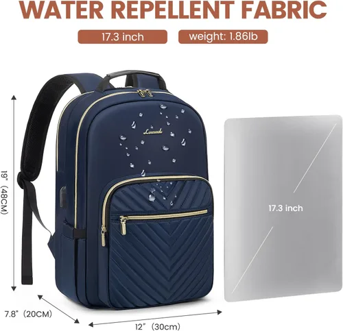 Miniatura 5 de LOVEVOOK Mochila para laptop de 17.3 pulgadas para mujer, bonita mochila de viaje bolso para mujer, bolsa profesional para computadora portátil