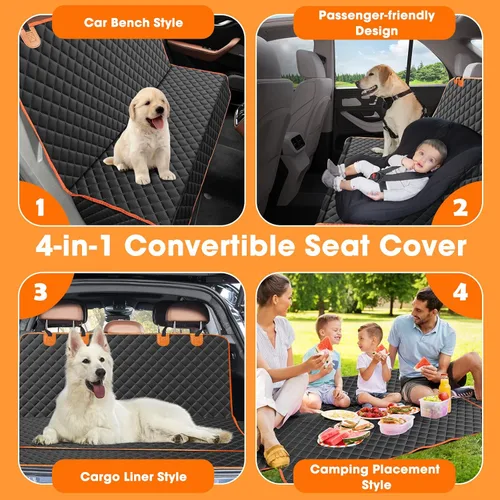 Miniatura 3 de MIXJOY Funda de asiento para perro para asiento trasero, fundas impermeables para asientos de perros, protector de asiento de automóvil para perros