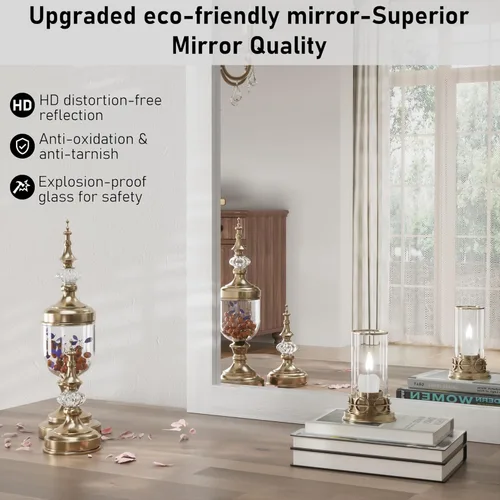 Miniatura 3 de PAIHOME Espejo de Baño Blanco Grande, Espejo Cuadrado Rústico Horizontal de Granja para Pared, Espejos de Tocador con Marco de Madera, Decoración