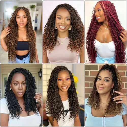 Miniatura 6 de 8 paquetes de trenzas de ganchillo de 14 pulgadas, 8 paquetes de trenzas de ganchillo bohemias de 14 pulgadas, 8 paquetes de trenzas de ganchillo