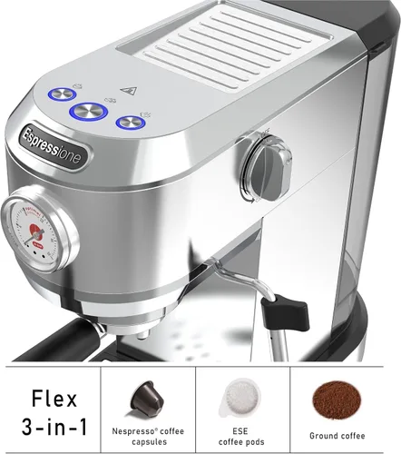 Miniatura 10 de Espressione Flex - Cafetera espresso 3 en 1, compatible con cápsulas de espresso E.S.E., cápsulas Nespresso® y café molido, bomba italiana de 20