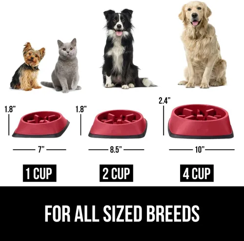 Miniatura 6 de GORILLA GRIP® Tazones patentados de alimentación lenta sin BPA, juguete interactivo para perros y gatos, enriquecimiento de entrenamiento Rojo