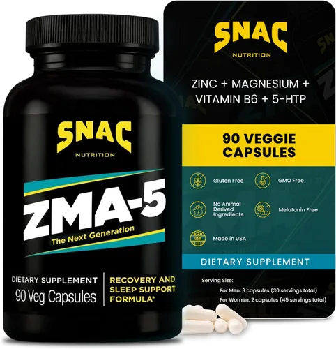 SNAC ZMA-5 Fórmula mara mejoramiento de la recuperación y el sueño, con 5-HTP, 90 cápsulas