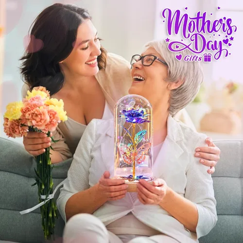 Miniatura 2 de Regalos de rosas para el día de la madre, rosas de cristal de galaxia preservadas para siempre, rosas iluminadas en cúpula de cristal, regalos de B
