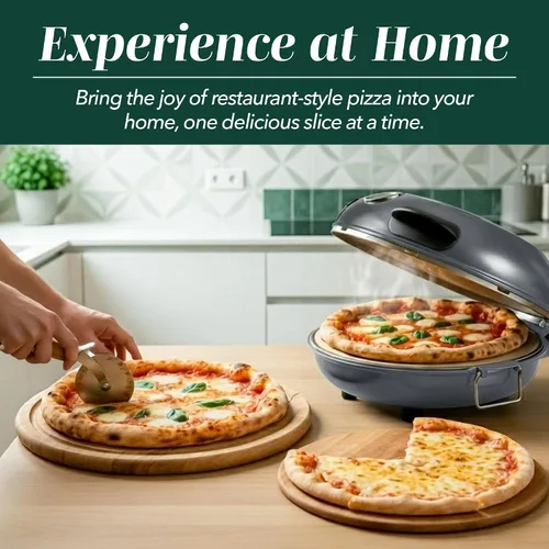 Miniatura 7 de Horno de Pizza Eléctrico de Encimera Cook With Color – Fabrica Pizzas con Costra Crujiente, Calienta hasta 800˚F, Piedra Cerámica de 12 Pulgadas