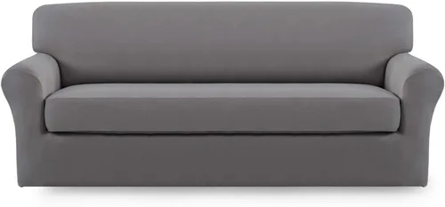 Easy-Going - Funda elástica de microfibra de 2 piezas para sofá, funda suave de elastano, lavable, parte inferior elástica, protector para muebles