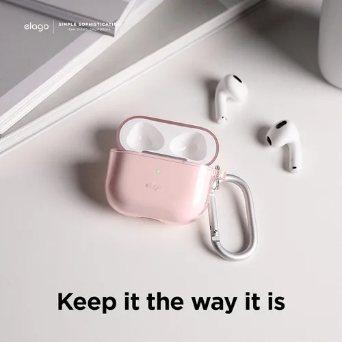 Miniatura 2 de elago Funda transparente con llavero compatible con AirPods 3, cinta de gel incluida, reducción del amarilleo, protección transparente, soporta