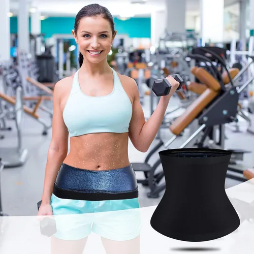 Miniatura 4 de Geyoga 2 piezas de reductor de cintura para mujer, para sudar, entrenamiento de cintura para culturismo, grasa del vientre inferior Interior azul.
