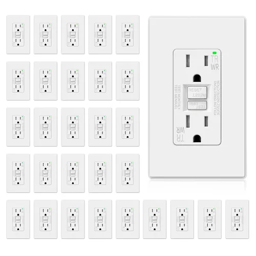 Miniatura 19 de ELEGRP Salida GFCI para Exteriores, Receptáculo GFI Eléctrico de Autoprueba de 15 Amperios con Diseño Más Delgado, Receptáculo GFCI Resistente a