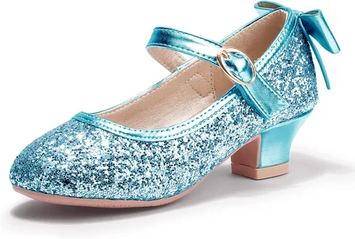 Miniatura 20 de PANDANINJIA Vestido de jada para niñas y niños pequeños, zapatos de princesa Mary Jane con tacones con lazo para fiesta, boda, boda