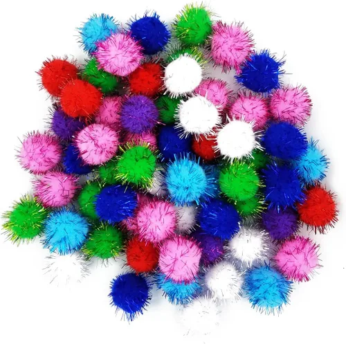 Miniatura 6 de SamuRita Surtido de pompones con purpurina brillante para manualidades, accesorios de bricolaje (1.18 pulgadas, 1.18 pulgadas - 100 unidades)