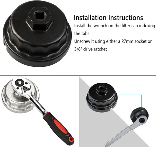 Miniatura 6 de Llave de filtro de aceite, herramienta de extracción de filtro de aceite compatible con Toyota Lexus Camry RAV4 Tundra Highlander y más