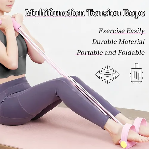 Miniatura 2 de Cuerda de tensión multifunción – Bandas de resistencia elásticas de 6 tubos, banda de resistencia de pedal con mango, bandas de ejercicio de látex