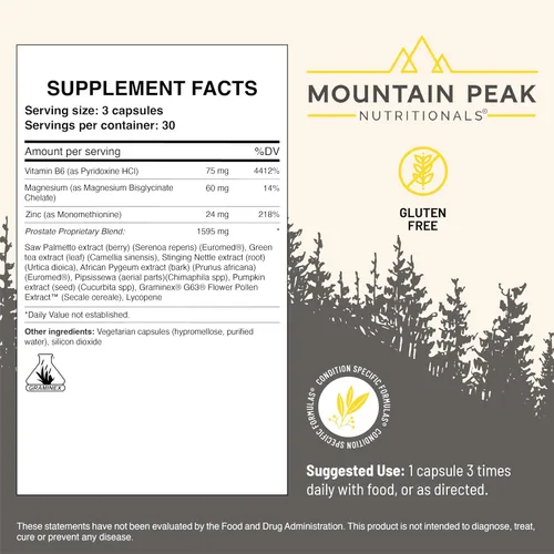 Miniatura 3 de Mountain Peak Nutritionals Suplemento de próstata - Apoya la función y el metabolismo de la vejiga - Suplemento de apoyo de próstata para hombres