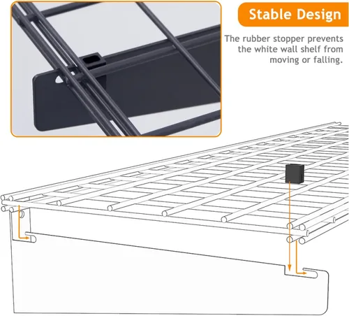 Miniatura 5 de Wallmaster Paquete de 2 estantes de pared de garaje resistentes de 15 x 45 pulgadas, 45 x 15 pulgadas, estantes flotantes para montaje en pared