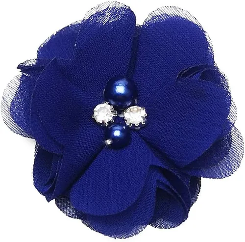 Miniatura 9 de Chenkou Craft Paquete de 12 lazos de cinta de flores de gasa con cuentas de 2-3/8 pulgadas (2.362 in), apliques de decoración de boda a granel