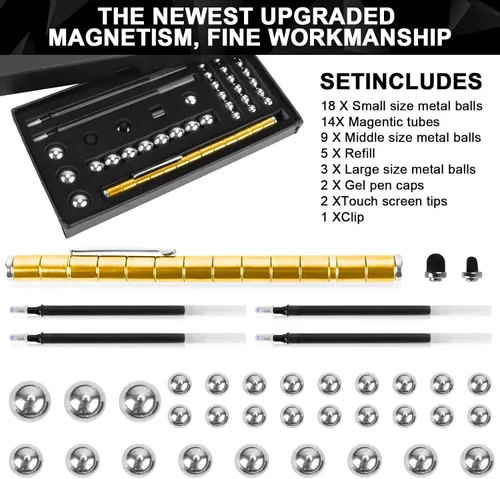 Miniatura 2 de Bolígrafo Magnético de Jugar, Herramienta de Escritura Modular Magnética de Oro Mejorada para Adultos, Juguetes de Escritorio Multifuncionales