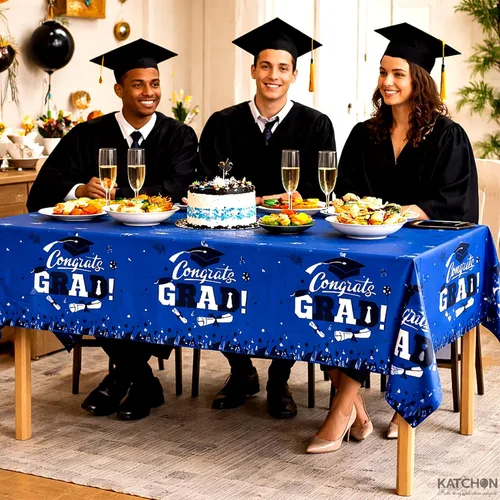 Miniatura 4 de Graduation Decorations 2026, Pack of 3, 54 x 108 Inches, Plastic Graduation Tablecloth, Graduation Decorations Class of 2026 Disposable Rectangle
