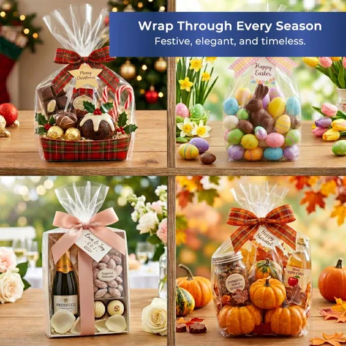 Miniatura 9 de FIESTA WRAPS Rollo de celofán transparente (16 pulgadas x 110 pies) – Rollo de celofán – Papel de regalo transparente para envolver cestas de regalo