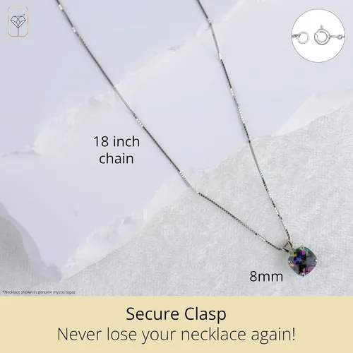 Miniatura 37 de MAX + STONE Cushion Cut Gemstone Necklace 8mm Solitaire Birthstone Necklace for Women Gemstone Pendant Necklaces with 18 inch Box Chain