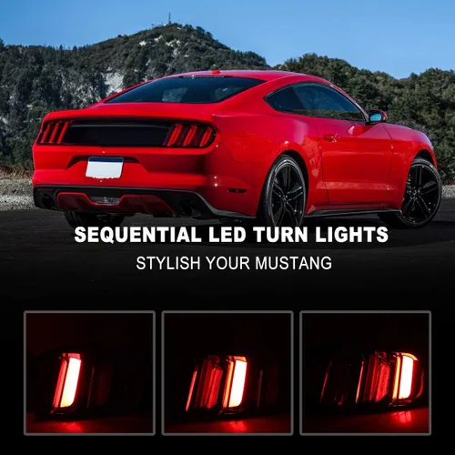 Miniatura 3 de Nixon Offroad Conjunto de luces traseras LED para Ford Mustang 2015-2023, estilo Euro, par de luces traseras LED Mustang con intermitentes
