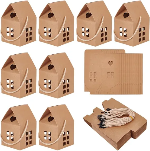 Miniatura 8 de BENECREAT 30 Cajas de Regalo en Forma de Casa, 3 x 3 x 5 pulgadas, Caja de Dulces de Papel Blanco, Bolsas de Cartón para Golosinas para Boda, Baby