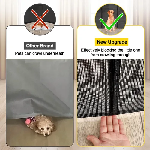 Miniatura 2 de Puertas retráctiles reforzadas para bebés de 42" de alto x 100" extra anchas para entradas de puertas, puerta extra alta para mascotas con barras