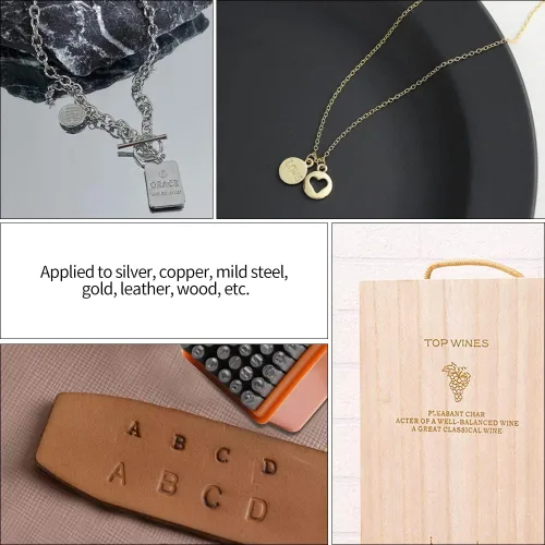 Miniatura 7 de Kit de estampado en metal de 74 piezas, DkOvn herramientas completas de estampado para joyería con punzón de letra mayúscula y minúscula de 1/8